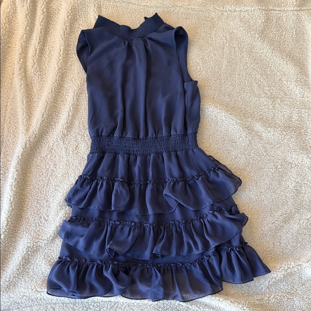 1 State Navy Ruffle Tiered Dress - Size S